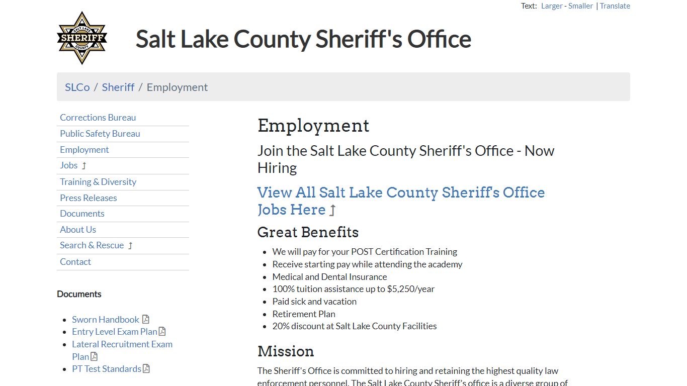Employment - Sheriff | SLCo - Salt Lake County, Utah